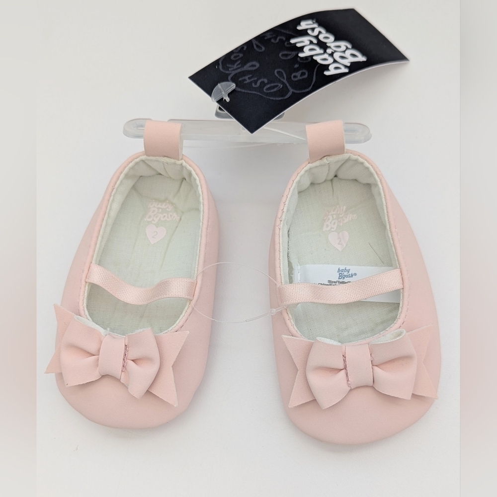 NWT Baby B'gosh (Size 3-6 Months) Pink Bow Ballet Slippers/Crib Shoes/Mary-Janes